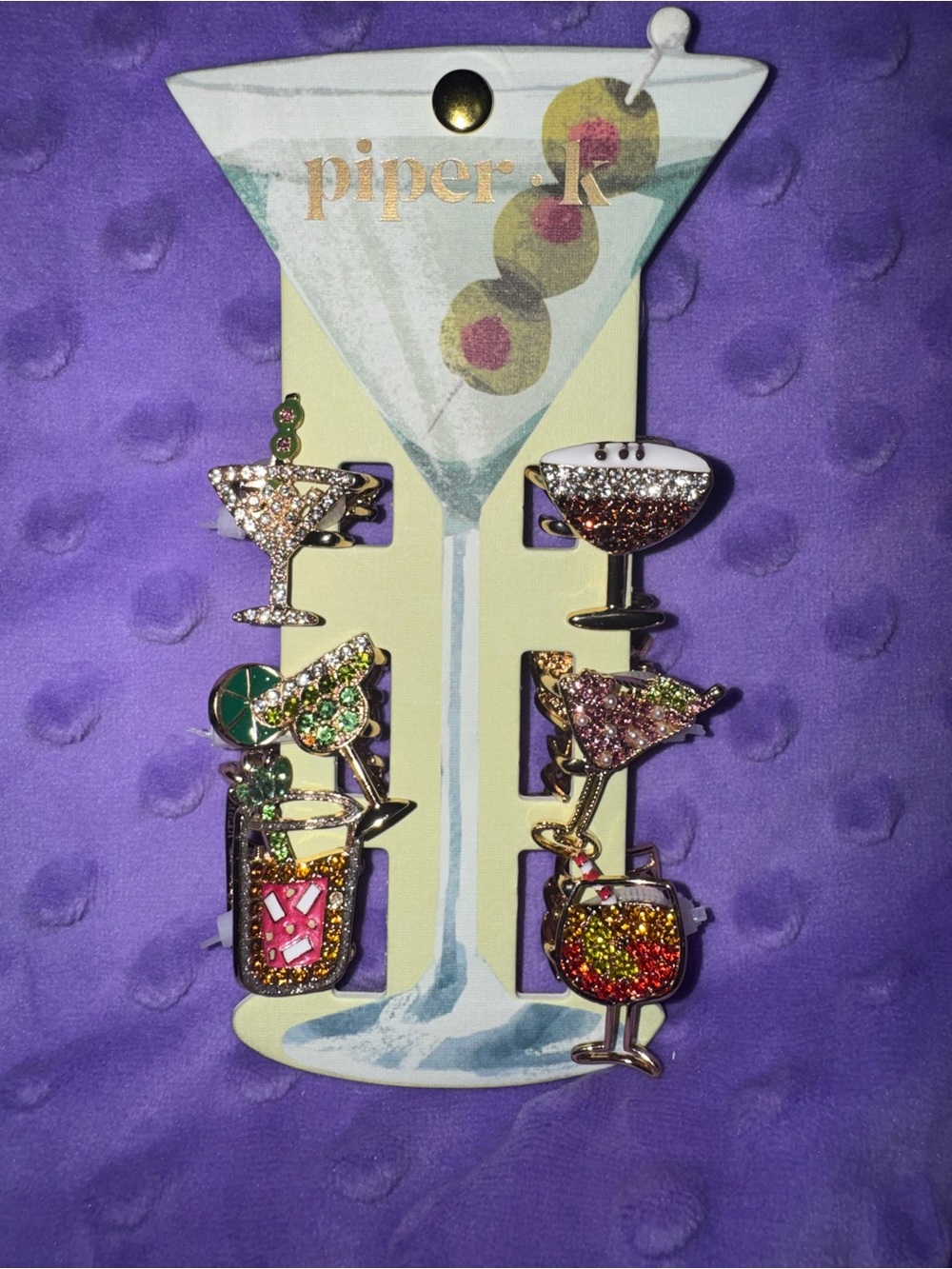 🍸Piper•K Cocktail Enamel Pin Set - Multicolor Sparkle🍸